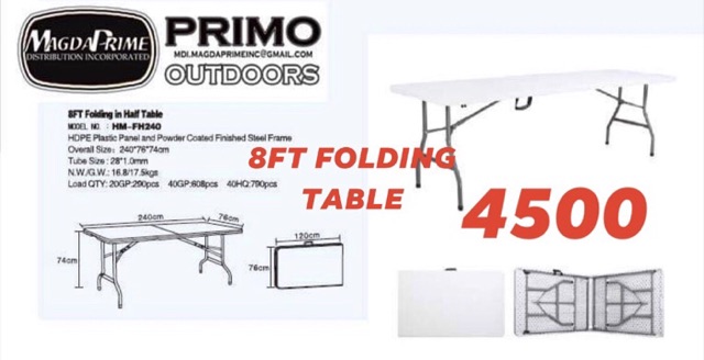 8 foot folding table and chairs