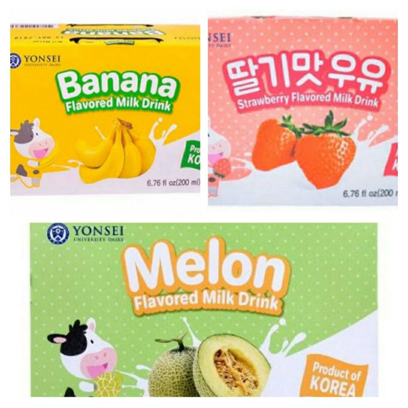 Yonsei Korean Banana milk / Straeberry & Melon ( 190ml x 6packs