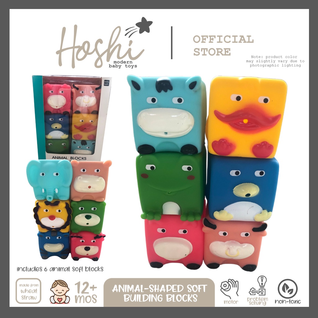 Hoshi Baby AnimalShaped Soft Building Blocks, Educational Toy for