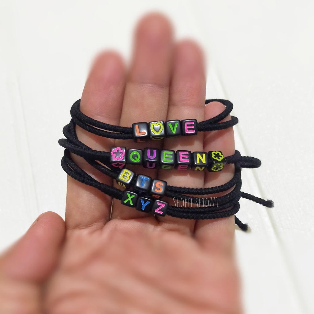 Hair Tie Rubber Rope Women Girls Alphabet Letters Custom Order Can Request Pigtails