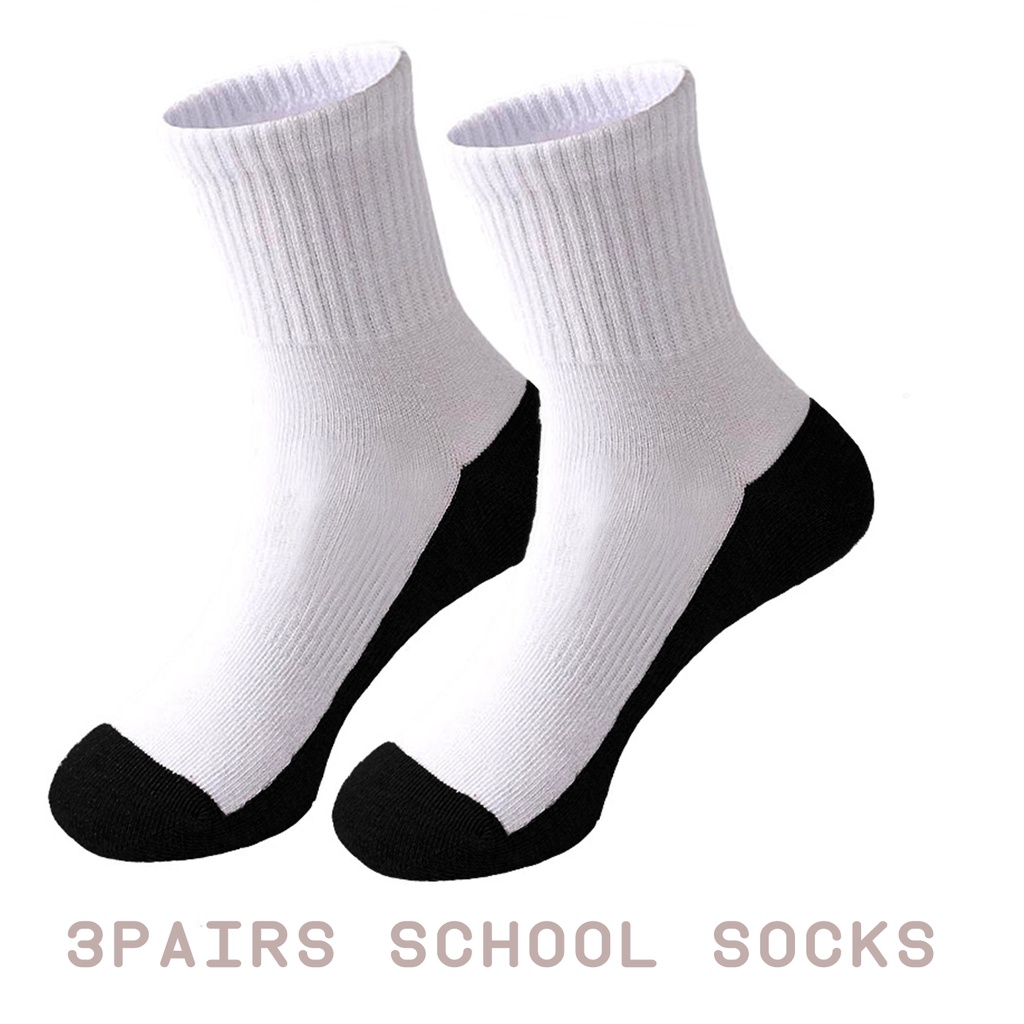 School White Socks for Kids Boy and Girl 516 years old K12 (3 pairs