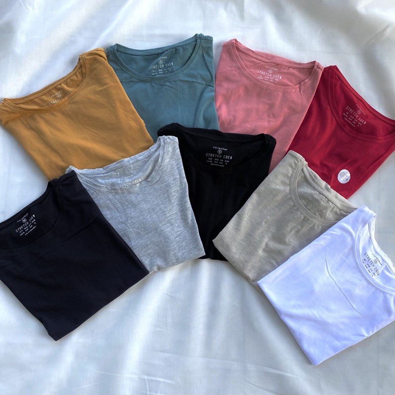 PRIMARK STRETCH CREW NECK SHORT SLEEVE T-SHIRT (for women) | Shopee ...