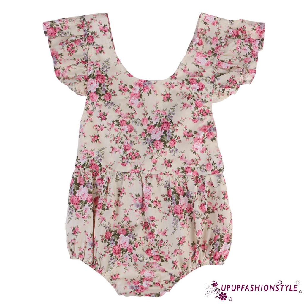 Infant Baby Girl Lace Ruffle Bowknot Romper Jumpsuit Bodysuit One-piece Playsuit