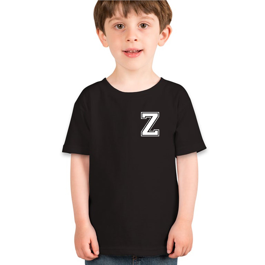 Designplus Initial Tees 01 Letter Z Kids Tshirt Black Shopee Philippines - z letter tshirt roblox