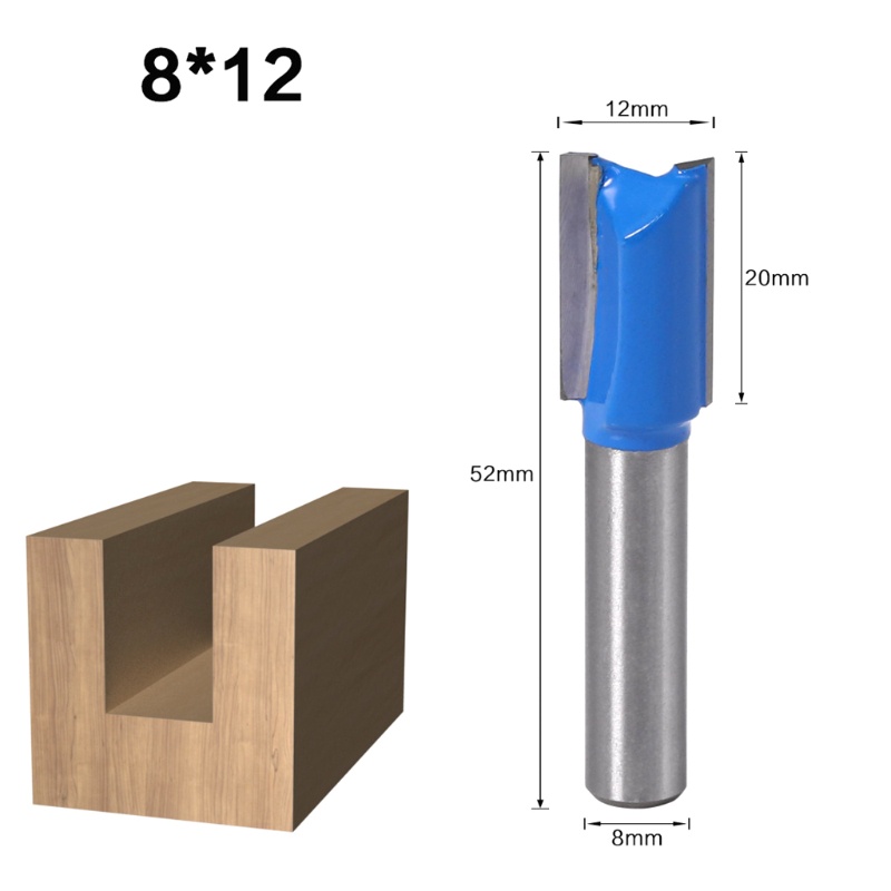 PCF* 7x 8mm Shank Straight Woodworking Router Bit Set Dia 6mm-20mm for Lathe Machine