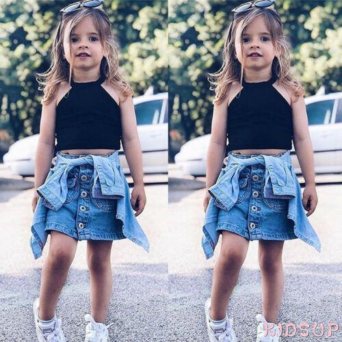 crop top and denim skirt