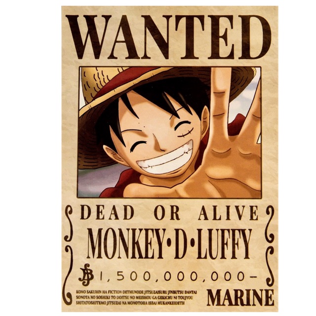 Luffy one piece wanted peeling decal poster 20x30cm | Shopee Philippines