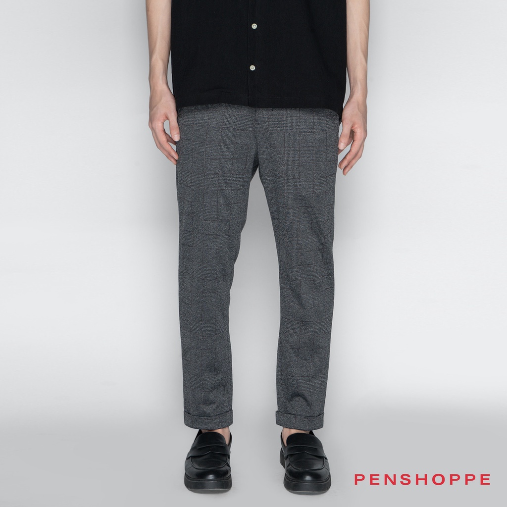 Penshoppe Dress Code Plaid Dapper Trousers For Men (Dark Gray) | Shopee ...
