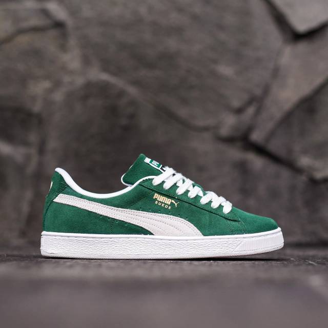 puma suede white green