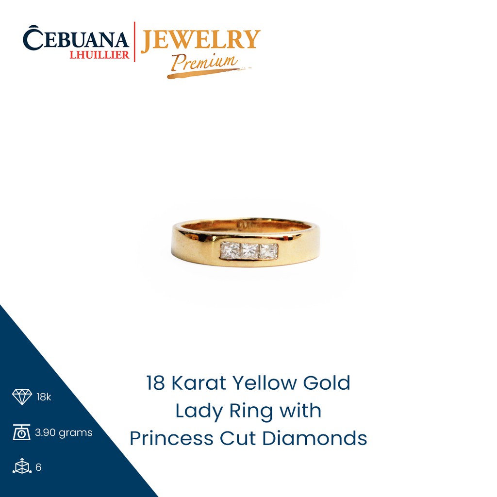 Cebuana Lhuillier Jewelry 18 Karat Yellow Gold Lady Ring with Princess