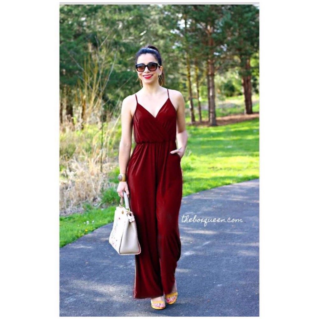 maroon formal jumpsuit