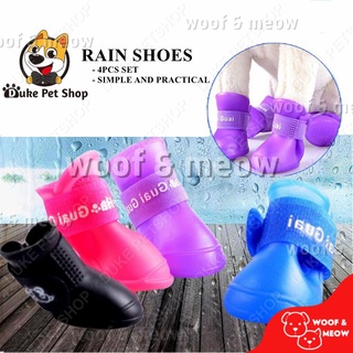 4pcs/set Pet Rain Shoes Dog Silicone Antiskid Rain Boots Candy Color Pets Waterproof Shoes Puppy Rai