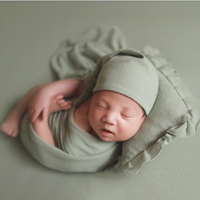 chenpaif Baby Photography Wrap Pillow Set Studio Servizio Fotografico Accessori Beige Wrap 3Pcs / Set Newborn Photography Prop Infant Sleepy cap 
