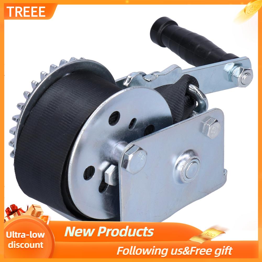 Treee 600LBS Heavy Duty Winch With 6M Strap Hand Crank Cable Gear Boat