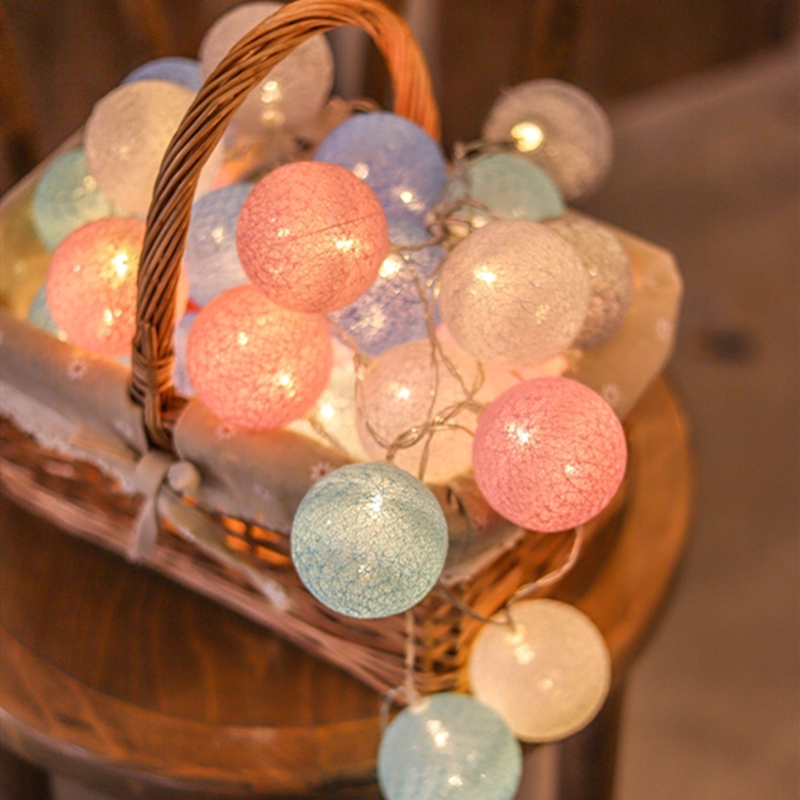 2M cotton ball LED string lights/small round lights for outdoor Christmas party wedding