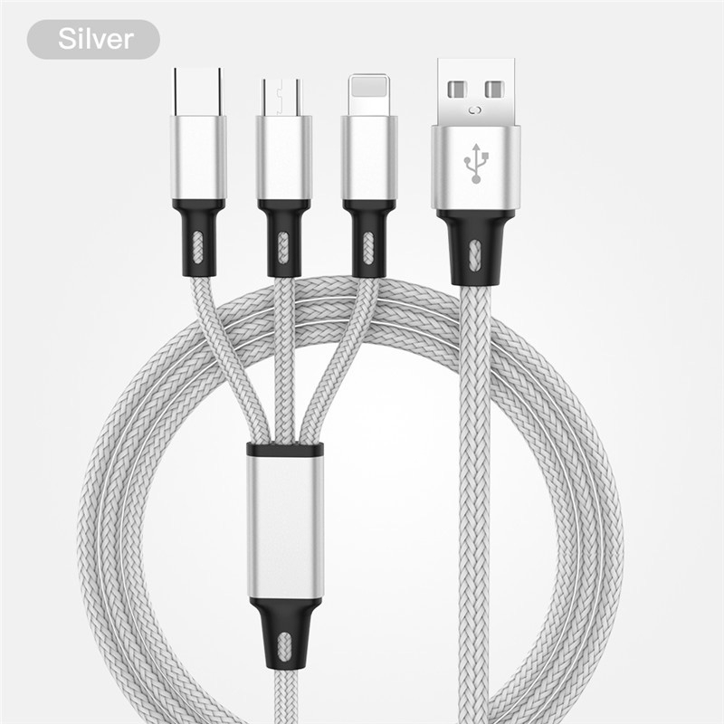 Universal 3 in 1 Micro USB Type C Lightening Fast Charging Cable For