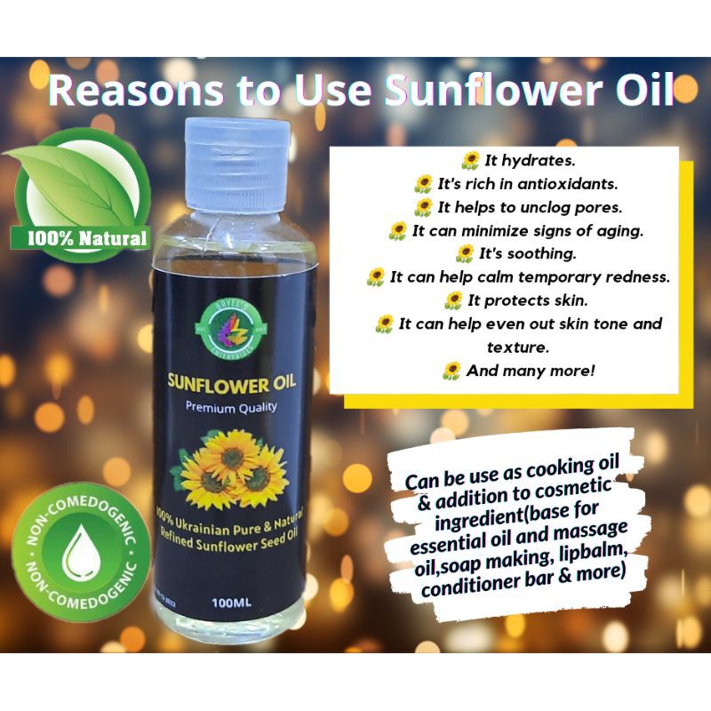 100ml SUNFLOWER BEAUTY OIL FOR FACE, BODY, COSMETIC USE AND MORE