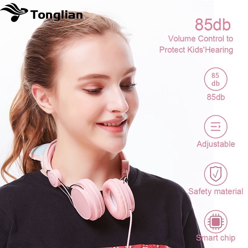 Unicorn Cat  Ear Kids Headphones Wired With Microphone 