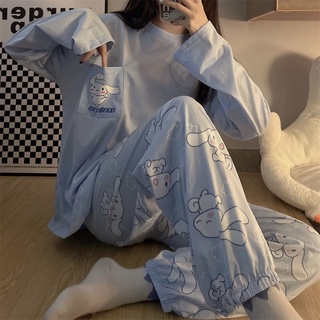 # New style pajamas Before summer ins Cinnamon Dog Casual Pure Cotton women Thin Long-Sleeved Cartoo