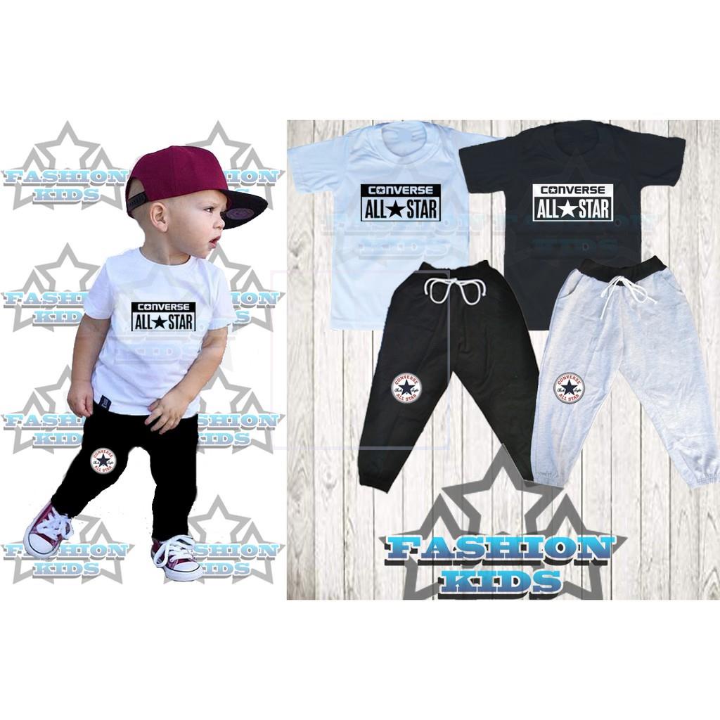 puerta resultado Bebé Available】♘FASHION TERNO FOR KIDS(CONVERSE) Customized T-Shirt with jogger  pants for baby boy Child | Shopee Philippines