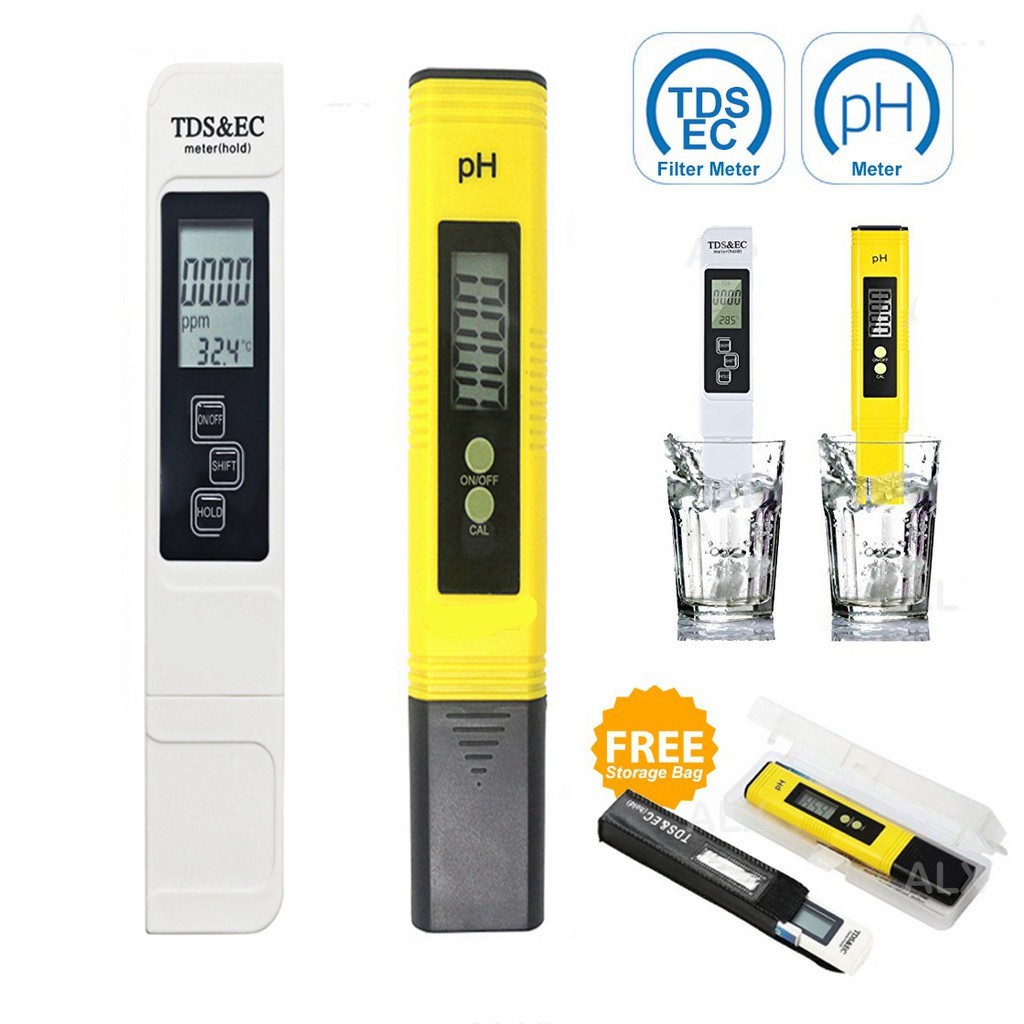 Portable PH Meter + Digital LCD Water Purity TDS EC Meter Temperature