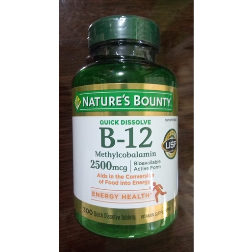 Nature's Bounty B12 2500mcg 300 Tablets (01/2023 Expiration date