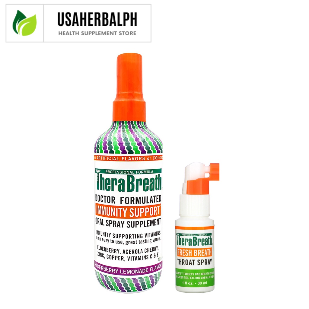 TheraBreath, Fresh Breath, Throat Spray, 30 ml Immunity Support Oral Spray Supplement 296ml
