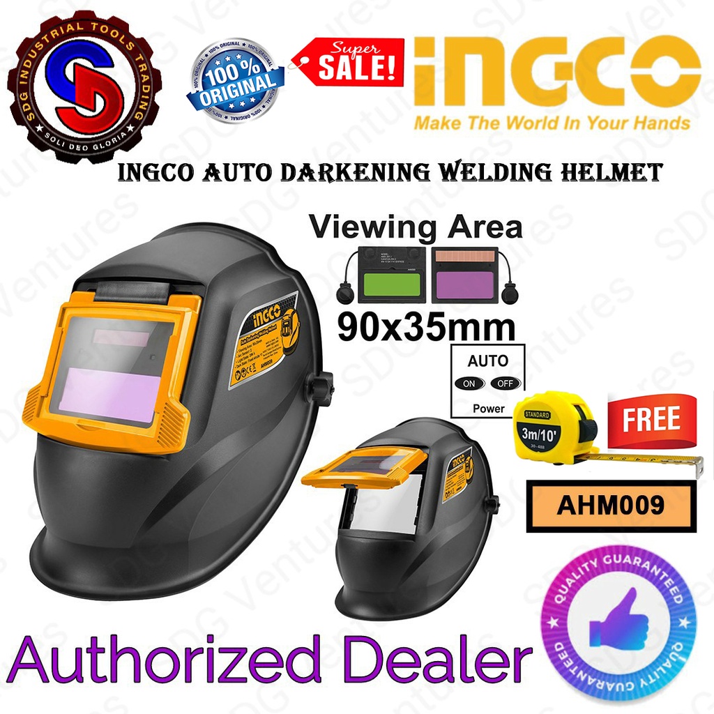 Ingco Auto Darkening Helmet Ahm009 With Free 3m Measuring Tape Shopee Philippines 4338