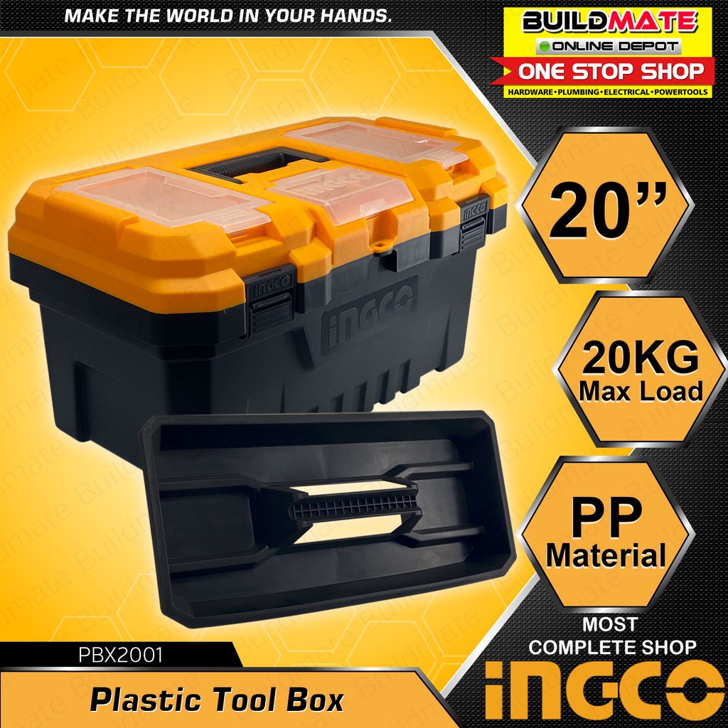 INGCO 20" Tool Box Plastic Organizer With Tray 20KG Capacity PBX2001