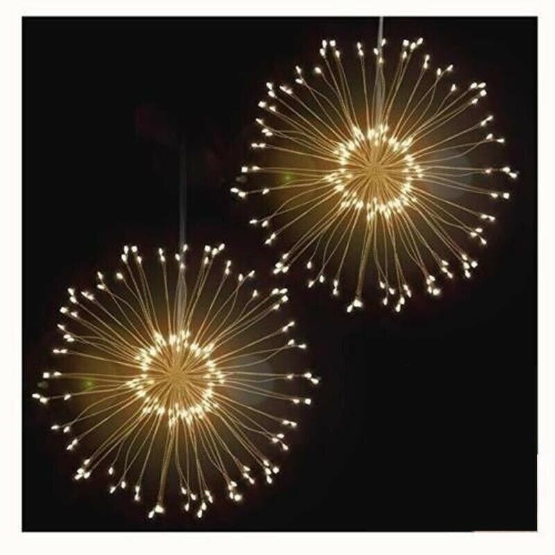 100/120/150/180LED Solar Hanging Starburst Firework Christmas Fairy String Light