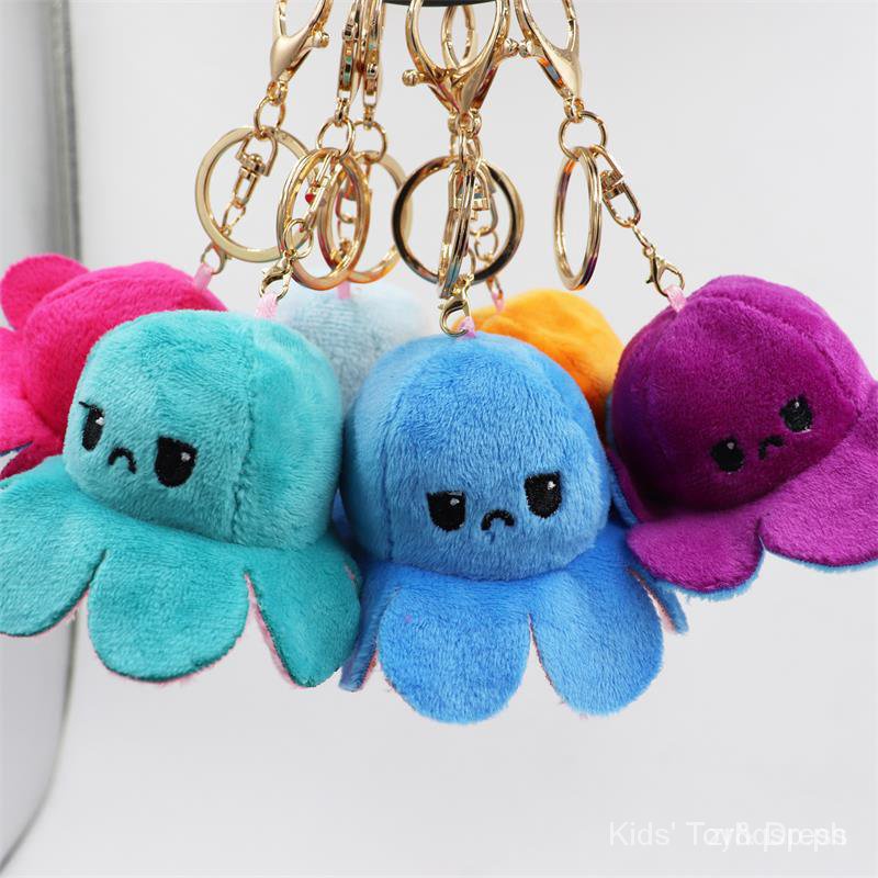 Double Sided Reversable Octopus Keychains Octopus Plush Toy Pendant