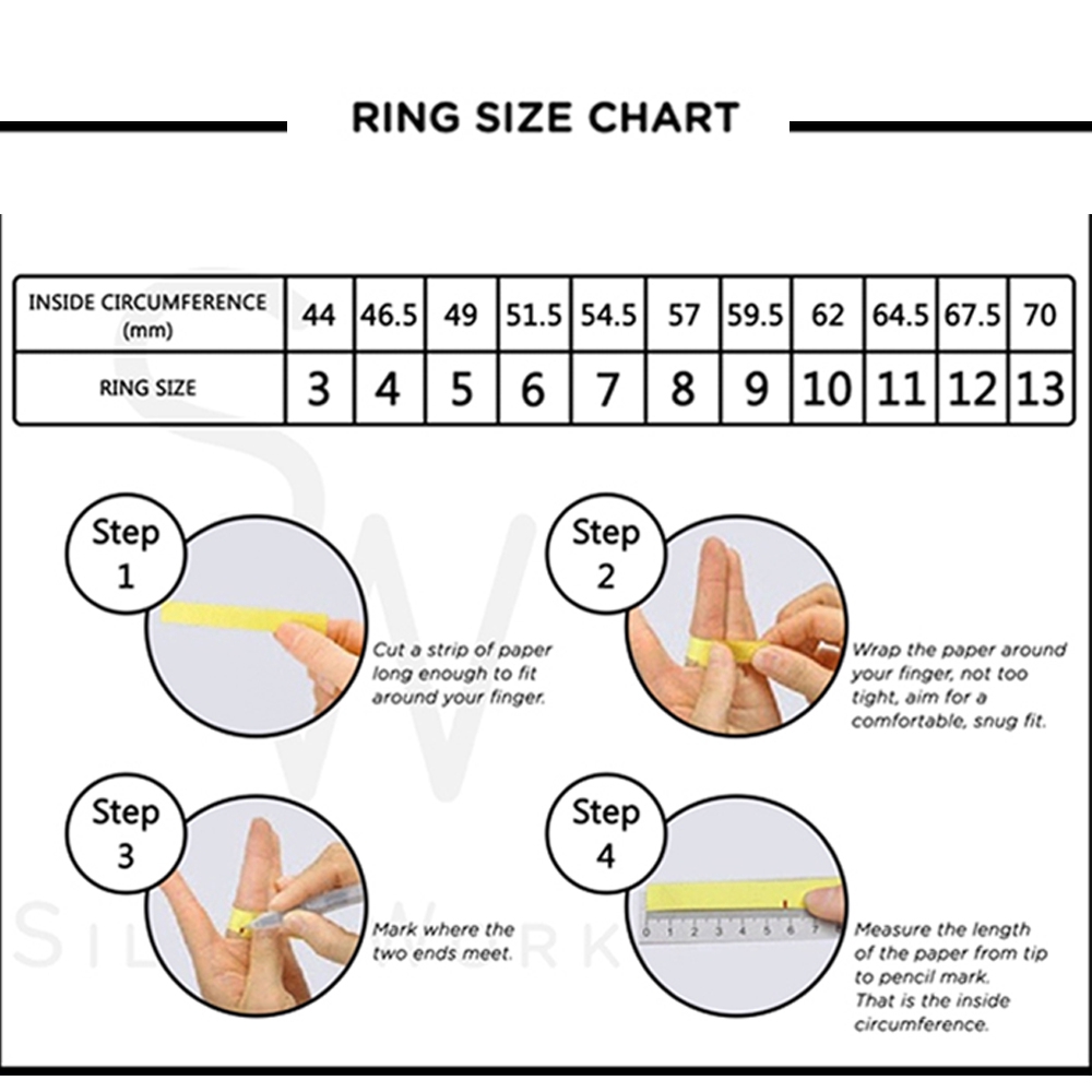 Silverworks Ring Size Chart