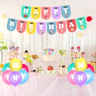 15pcs BTS Happy birthday Party theme decoration Balloons ...