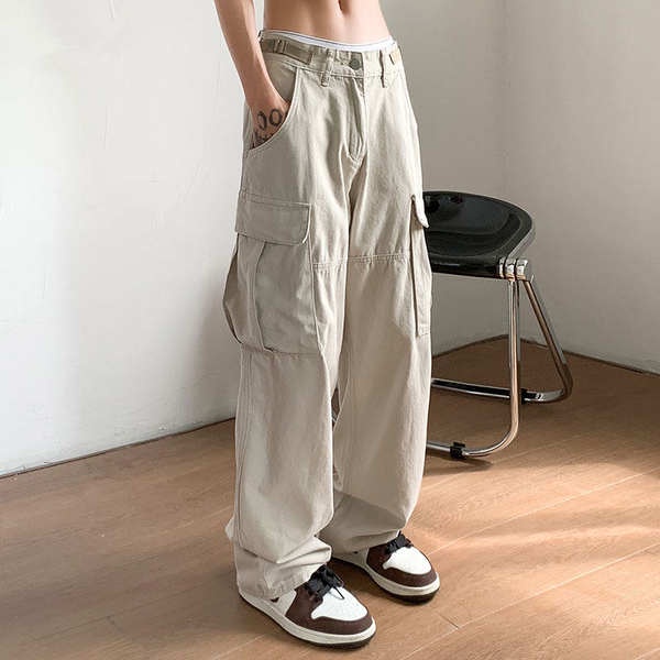 Japanese Style Overalls Men's Summer Thin Large Pockets Straight ...