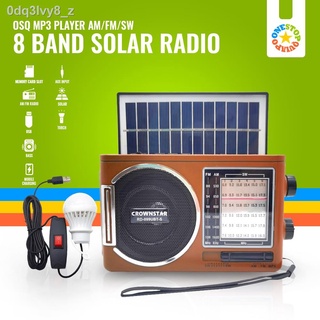 ◑OSQ Solar Bluetooth AM/FM/SW 8 band Radio RD099/098/097-UBT with USB/TF music player and Led Light