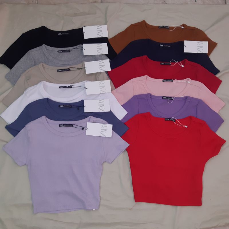 ZARA ROUND NECK CROP TOP (Authentic Overrun) Shopee Philippines