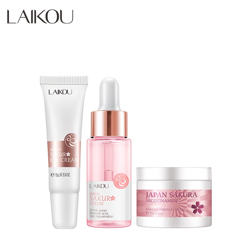 LAIKOU Sakura Skin Care Set Cherry Blossoms Serum Face Cream Eye Cream ...