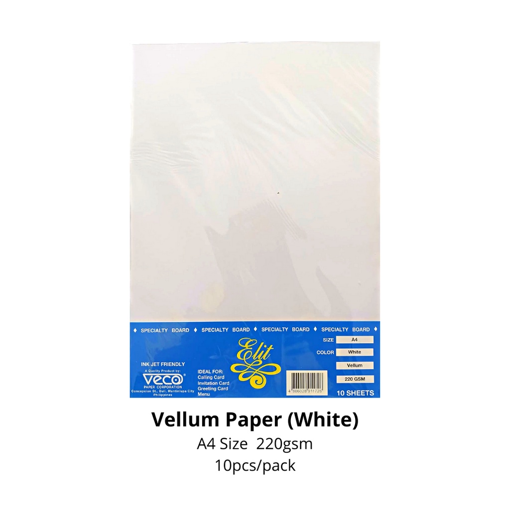10 Sheet Per Pack Vellum Paper A4 Veco Elit 220 GSM Shopee
