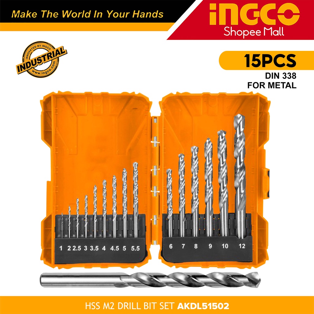 INGCO AKDL51502 15pcs HSS Drill Bit Set 1mm to 12mm _H Shopee Philippines