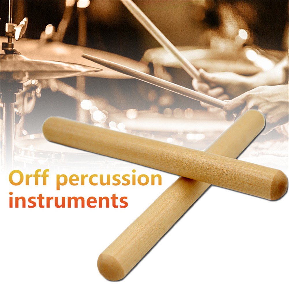 【Phdith】2 Pairs Classical Solid Hardwood Claves Percussion Instrument 8