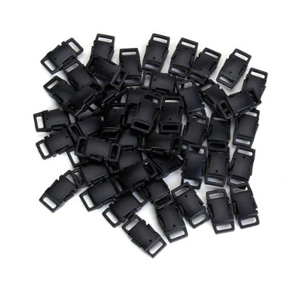 50pcs Durable Hard Plastic Side Release Buckles for Webbing /Dog Collar /Paracord Bracelets (Black) #1