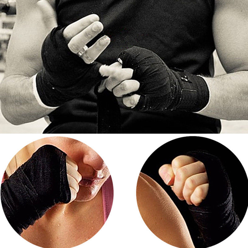 2PCS Hand Wrap Cotton Lengthened Boxing Hand Wraps Handwraps Bandages for Training Boxing 5M