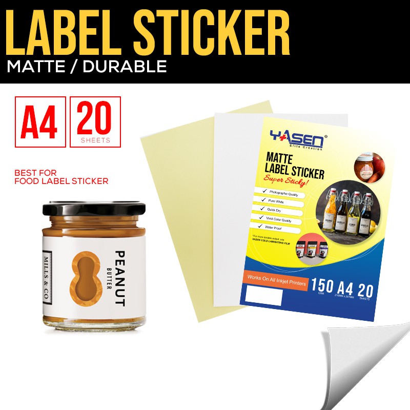 Download Yasen Label Sticker Paper A4 (Glossy / Matte) 150GSM - 20 ... Yellowimages Mockups