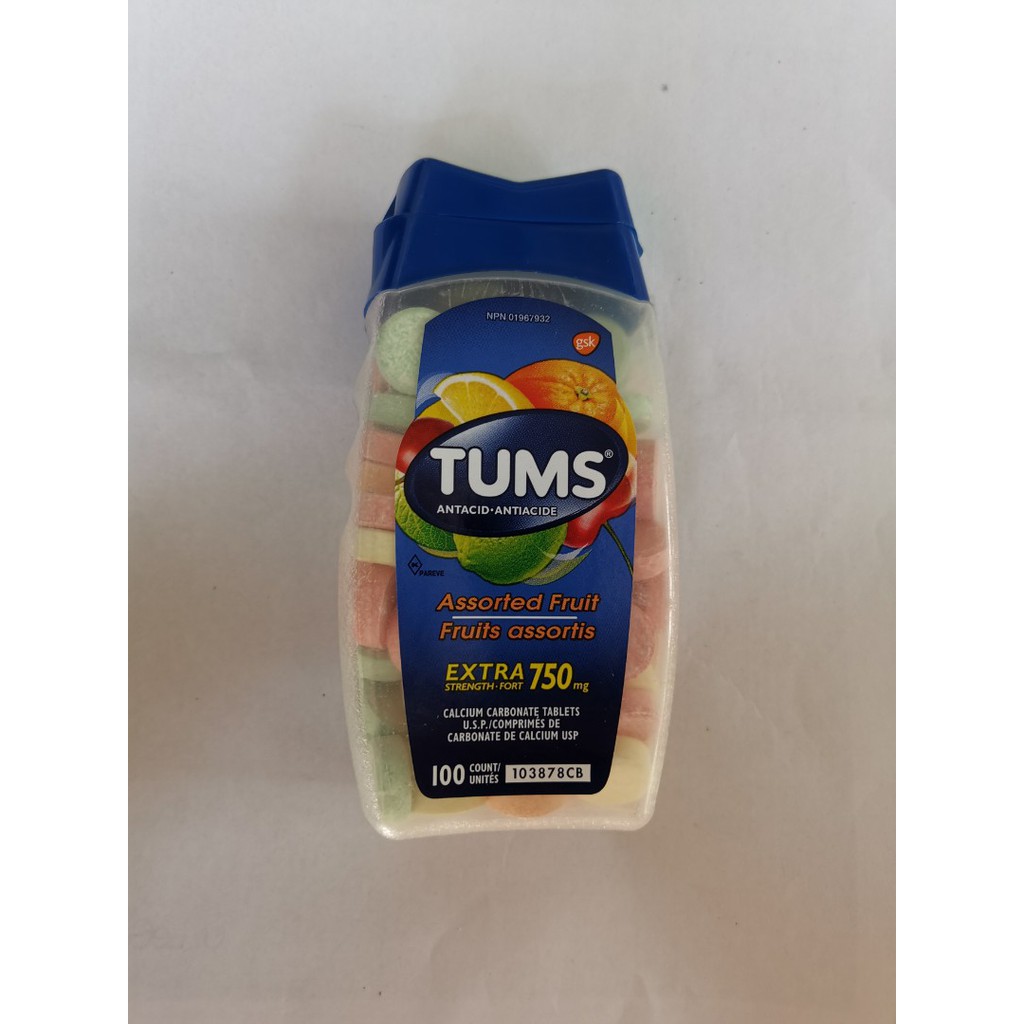 Tums Antacid Assorted Fruit Extra Strength 750 100 chewable tablets ...