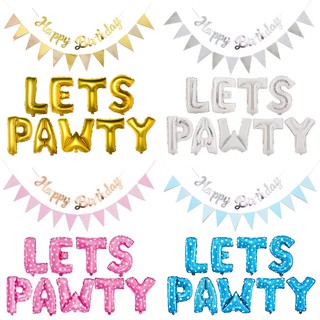 [Fat Fat Cute Dog]Dog Accessories Dog Cat Happy Birthday Banner Set Party Supplies