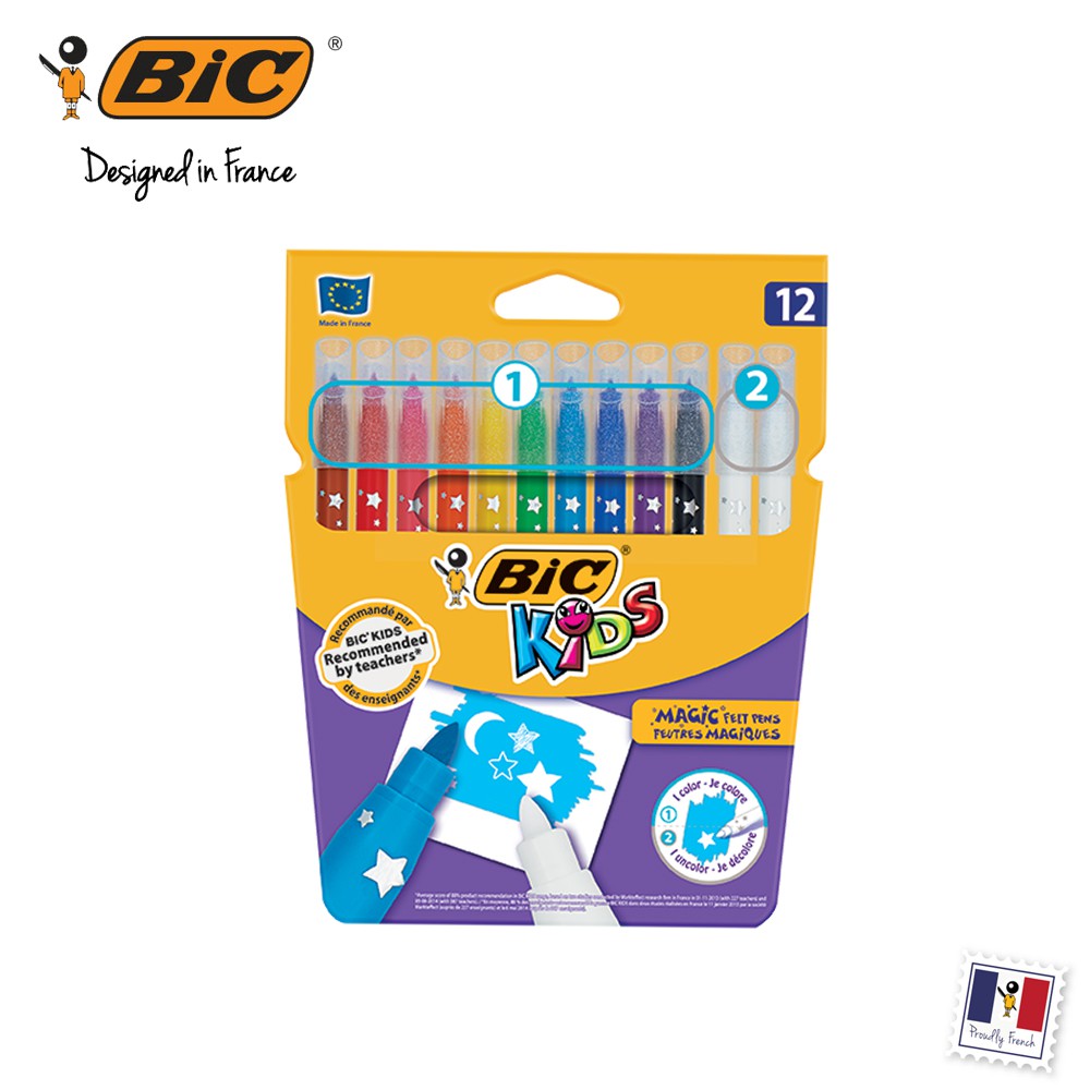 BIC Kids Color and Erase Coloring Felt Pens 12 Colors Shopee Philippines