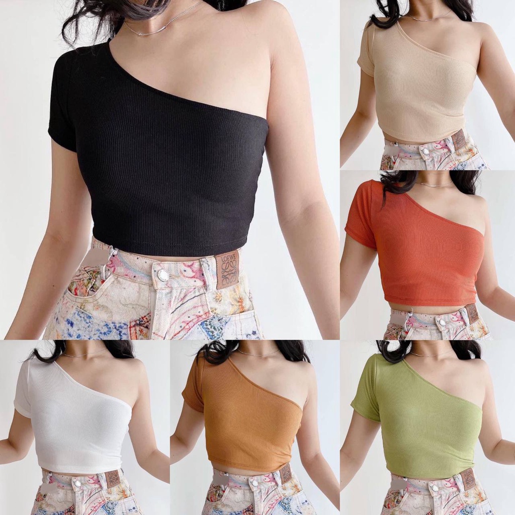 Hotz Aida One Shoulder Jo Knitted Crop Top Xs Semi Medium Slim Body Frame Shopee Philippines 5997