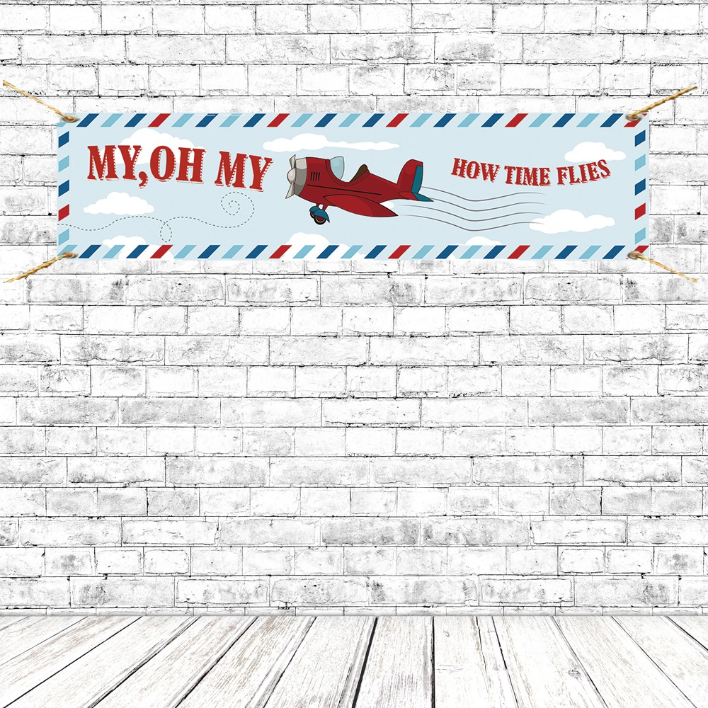 Vintage Airplane Themed First Birthday Party Banners Time Flies Airplane  Birthday Party Banners | Shopee Philippines