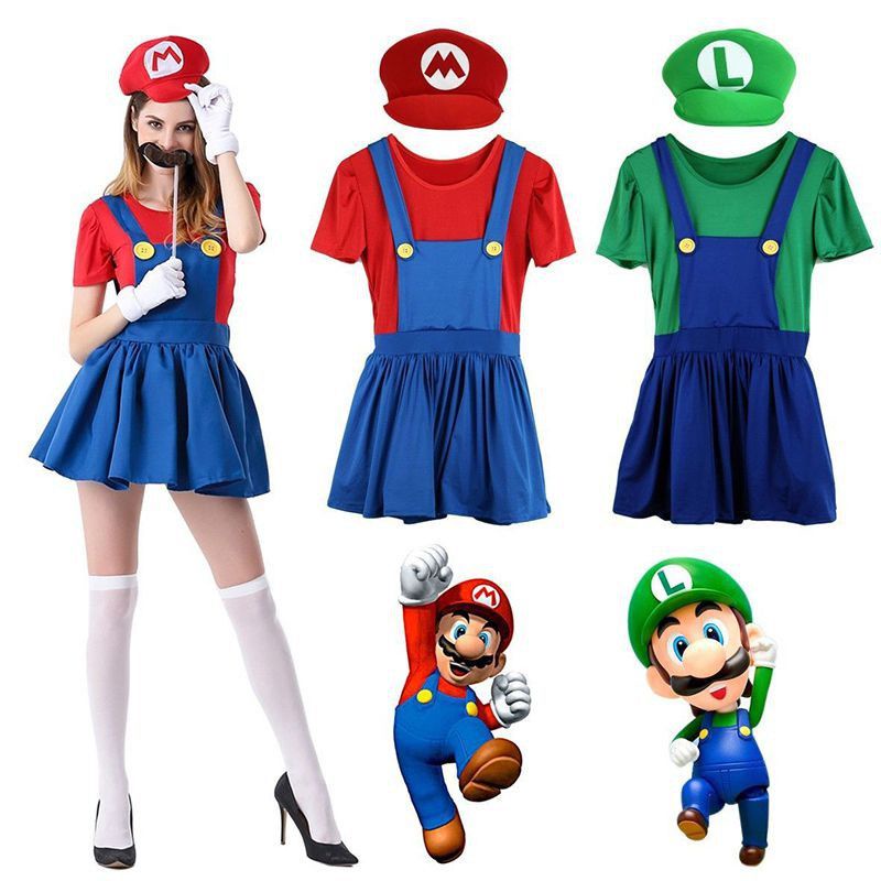 Hq Womens Super Mario Bros Luigi Workmen Skirt Version Adult Costume Shopee Philippines 