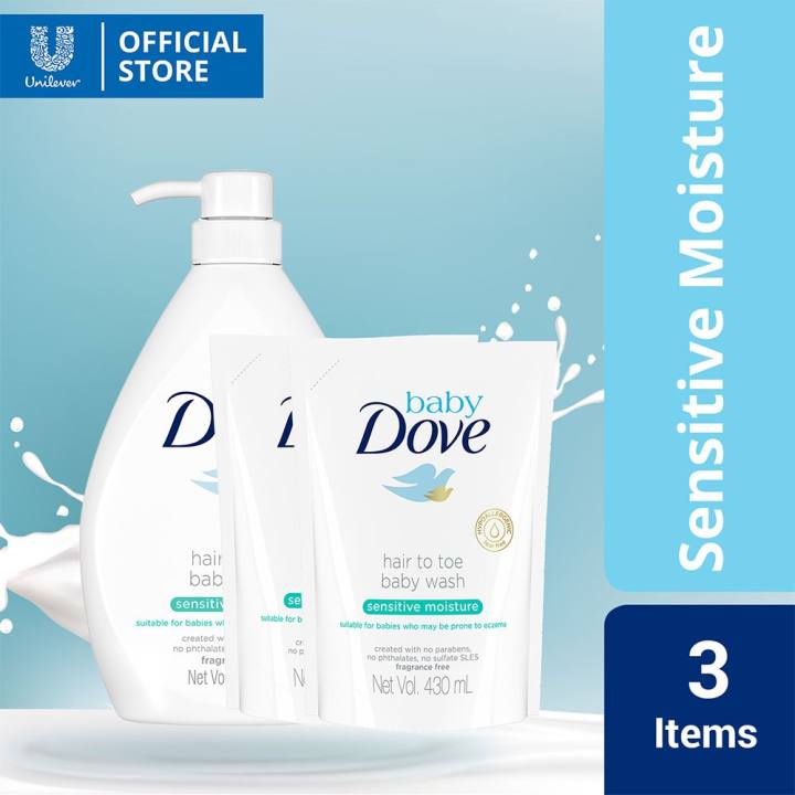 Baby Dove Hair to Toe Wash Sensitive Moisture 1L + 430ML Refill x2 | Shopee  Philippines